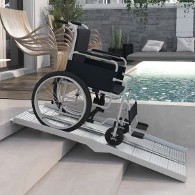Aluminum Wheelchair Ramp, 5ft, Foldable, Textured for Safety, Silver, for Steps, Doorways