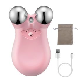1Pc Micro-current Face Massager Rechargeable Face Neck Roller Intelligent Facial Massager With 5 Gears For Skin Tightening Skin Lifting Wrinkle R (Option: Pink)