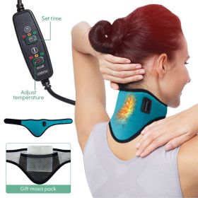 Electric Heating Neck Brace Cervical Vertebra Fatigue Therapy Reliever Neck Pain Relieve Strap Moxibustion Health Care Tool (Color: Rose red)